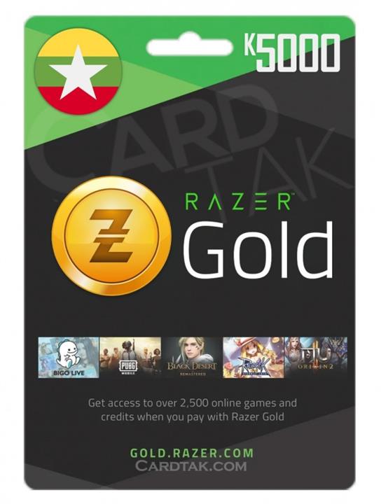 گیفت کارت ریزر گلد 5000 کیات میانمار (MM) Razer Gold Gift Card 5,000 MMK